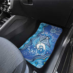 Torres Strait Islander Dhari Stingray Car Mats Aboriginal Dot Art Blue Pastel Style