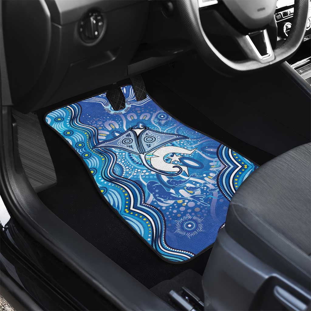 Torres Strait Islander Dhari Stingray Car Mats Aboriginal Dot Art Blue Pastel Style