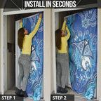 Torres Strait Islander Dhari Stingray Door Cover Aboriginal Dot Art Blue Pastel Style