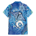 Torres Strait Islander Dhari Stingray Family Matching Mermaid Dress and Hawaiian Shirt Aboriginal Dot Art Blue Pastel Style