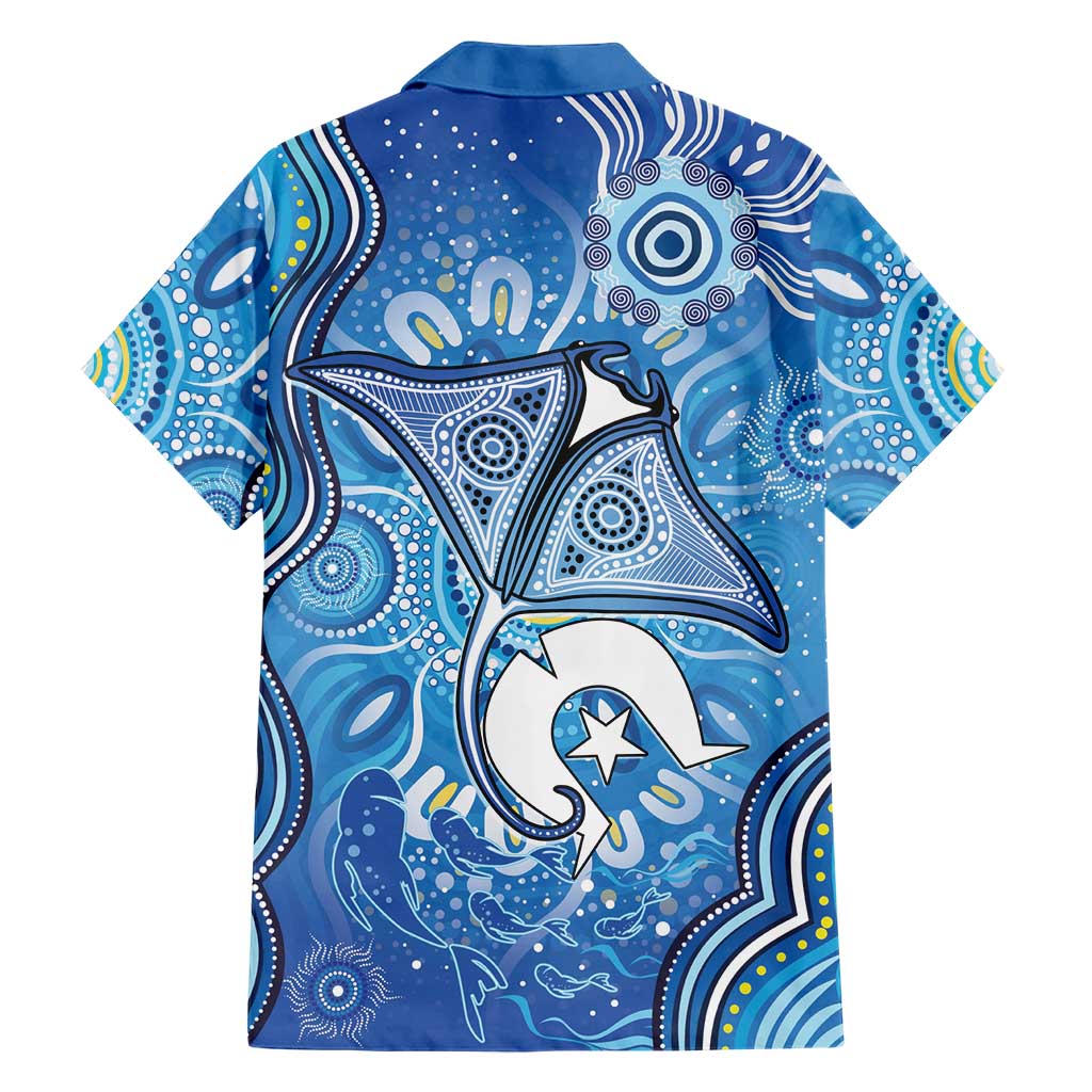 Torres Strait Islander Dhari Stingray Family Matching Tank Maxi Dress and Hawaiian Shirt Aboriginal Dot Art Blue Pastel Style