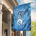Torres Strait Islander Dhari Stingray Garden Flag Aboriginal Dot Art Blue Pastel Style