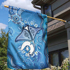 Torres Strait Islander Dhari Stingray Garden Flag Aboriginal Dot Art Blue Pastel Style