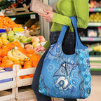 Torres Strait Islander Dhari Stingray Grocery Bag Aboriginal Dot Art Blue Pastel Style
