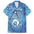 Torres Strait Islander Dhari Stingray Hawaiian Shirt Aboriginal Dot Art Blue Pastel Style
