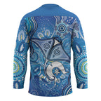 Torres Strait Islander Dhari Stingray Hockey Jersey Aboriginal Dot Art Blue Pastel Style