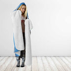 Torres Strait Islander Dhari Stingray Hooded Blanket Aboriginal Dot Art Blue Pastel Style