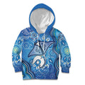 Torres Strait Islander Dhari Stingray Kid Hoodie Aboriginal Dot Art Blue Pastel Style
