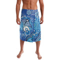 Torres Strait Islander Dhari Stingray Lavalava Aboriginal Dot Art Blue Pastel Style