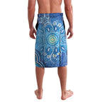 Torres Strait Islander Dhari Stingray Lavalava Aboriginal Dot Art Blue Pastel Style