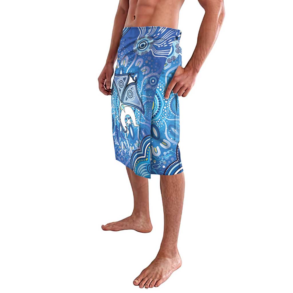 Torres Strait Islander Dhari Stingray Lavalava Aboriginal Dot Art Blue Pastel Style