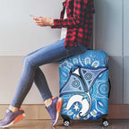 Torres Strait Islander Dhari Stingray Luggage Cover Aboriginal Dot Art Blue Pastel Style