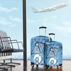 Torres Strait Islander Dhari Stingray Luggage Cover Aboriginal Dot Art Blue Pastel Style