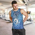 Torres Strait Islander Dhari Stingray Men Tank Top Aboriginal Dot Art Blue Pastel Style