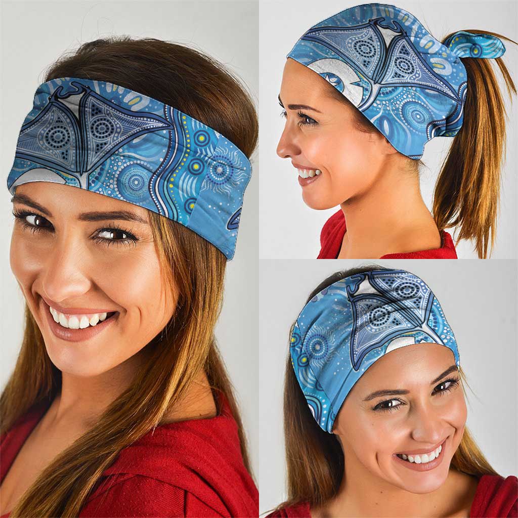 Torres Strait Islander Dhari Stingray Neck Gaiter Aboriginal Dot Art Blue Pastel Style