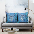 Torres Strait Islander Dhari Stingray Pillow Cover Aboriginal Dot Art Blue Pastel Style