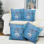 Torres Strait Islander Dhari Stingray Pillow Cover Aboriginal Dot Art Blue Pastel Style