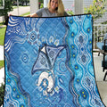 Torres Strait Islander Dhari Stingray Quilt Aboriginal Dot Art Blue Pastel Style
