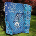 Torres Strait Islander Dhari Stingray Quilt Aboriginal Dot Art Blue Pastel Style