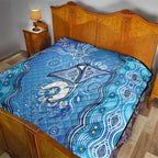 Torres Strait Islander Dhari Stingray Quilt Aboriginal Dot Art Blue Pastel Style