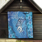 Torres Strait Islander Dhari Stingray Quilt Aboriginal Dot Art Blue Pastel Style