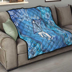 Torres Strait Islander Dhari Stingray Quilt Aboriginal Dot Art Blue Pastel Style