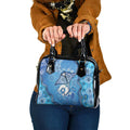 Torres Strait Islander Dhari Stingray Shoulder Handbag Aboriginal Dot Art Blue Pastel Style
