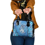 Torres Strait Islander Dhari Stingray Shoulder Handbag Aboriginal Dot Art Blue Pastel Style