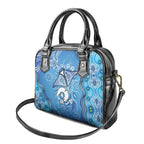 Torres Strait Islander Dhari Stingray Shoulder Handbag Aboriginal Dot Art Blue Pastel Style