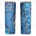 Torres Strait Islander Dhari Stingray Skinny Tumbler Aboriginal Dot Art Blue Pastel Style