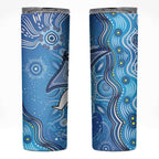 Torres Strait Islander Dhari Stingray Skinny Tumbler Aboriginal Dot Art Blue Pastel Style