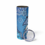 Torres Strait Islander Dhari Stingray Skinny Tumbler Aboriginal Dot Art Blue Pastel Style