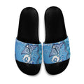 Torres Strait Islander Dhari Stingray Slide Sandals Aboriginal Dot Art Blue Pastel Style