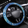 Torres Strait Islander Dhari Stingray Steering Wheel Cover Aboriginal Dot Art Blue Pastel Style