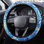 Torres Strait Islander Dhari Stingray Steering Wheel Cover Aboriginal Dot Art Blue Pastel Style