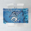 Torres Strait Islander Dhari Stingray Tablecloth Aboriginal Dot Art Blue Pastel Style