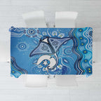 Torres Strait Islander Dhari Stingray Tablecloth Aboriginal Dot Art Blue Pastel Style