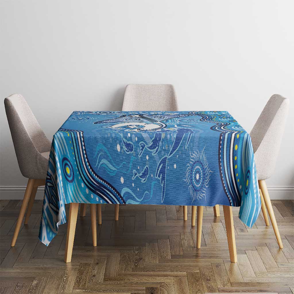 Torres Strait Islander Dhari Stingray Tablecloth Aboriginal Dot Art Blue Pastel Style