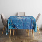 Torres Strait Islander Dhari Stingray Tablecloth Aboriginal Dot Art Blue Pastel Style