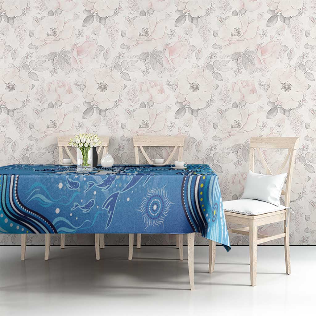 Torres Strait Islander Dhari Stingray Tablecloth Aboriginal Dot Art Blue Pastel Style