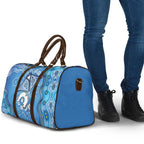Torres Strait Islander Dhari Stingray Travel Bag Aboriginal Dot Art Blue Pastel Style