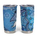 Torres Strait Islander Dhari Stingray Tumbler Cup Aboriginal Dot Art Blue Pastel Style