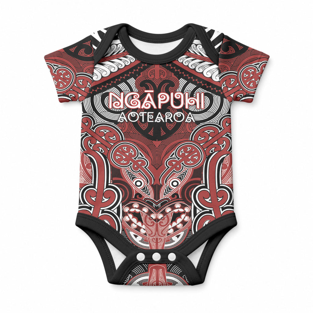 Aotearoa Iwi Ngapuhi Personalised Baby Onesie Maori Kowhaiwhai Pattern