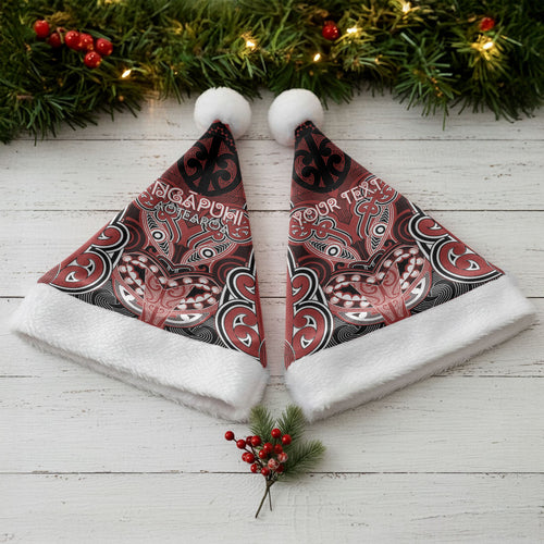 Aotearoa Iwi Ngapuhi Personalised Christmas Santa Hat Maori Kowhaiwhai Pattern