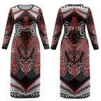 Aotearoa Iwi Ngapuhi Personalised Couples Matching Long Sleeve Bodycon Dress and Hawaiian Shirt Maori Kowhaiwhai Pattern