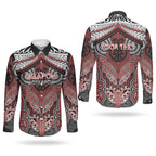 Aotearoa Iwi Ngapuhi Personalised Couples Matching Long Sleeve Bodycon Dress and Long Sleeve Button Shirt Maori Kowhaiwhai Pattern