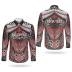 Aotearoa Iwi Ngapuhi Personalised Couples Matching Off Shoulder Maxi Dress and Long Sleeve Button Shirt Maori Kowhaiwhai Pattern