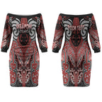 Aotearoa Iwi Ngapuhi Personalised Couples Matching Off The Shoulder Long Sleeve Dress and Long Sleeve Button Shirt Maori Kowhaiwhai Pattern