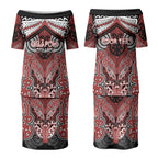 Aotearoa Iwi Ngapuhi Personalised Couples Matching Puletasi and Long Sleeve Button Shirt Maori Kowhaiwhai Pattern