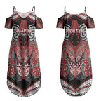 Aotearoa Iwi Ngapuhi Personalised Couples Matching Summer Maxi Dress and Hawaiian Shirt Maori Kowhaiwhai Pattern